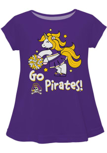 Vive La Fete East Carolina Pirates Toddler Girls Purple Unicorn Blouse Short Sleeve T-Shirt