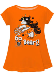 Vive La Fete Mercer Bears Toddler Girls Orange Unicorn Blouse Short Sleeve T-Shirt