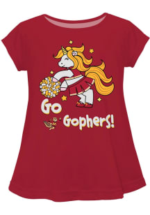Vive La Fete Minnesota Golden Gophers Toddler Girls Maroon Unicorn Blouse Short Sleeve T-Shirt