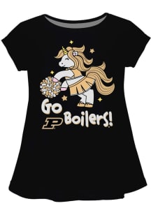 Vive La Fete Purdue Boilermakers Toddler Girls Black Unicorn Blouse Short Sleeve T-Shirt