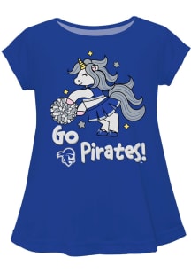 Vive La Fete Seton Hall Pirates Toddler Girls Blue Unicorn Blouse Short Sleeve T-Shirt