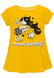 Vive La Fete Appalachian State Mountaineers Girls Gold Unicorn Blouse Short Sleeve Tee