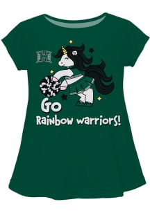Vive La Fete Hawaii Warriors Girls Green Unicorn Blouse Short Sleeve Tee