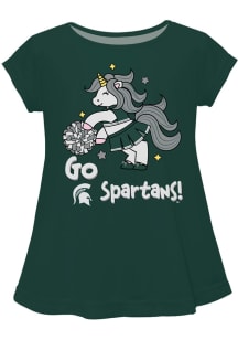 Vive La Fete Michigan State Spartans Girls Green Unicorn Blouse Short Sleeve Tee