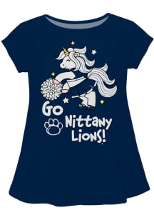 Vive La Fete Penn State Nittany Lions Girls Navy Blue Unicorn Blouse Short Sleeve Tee