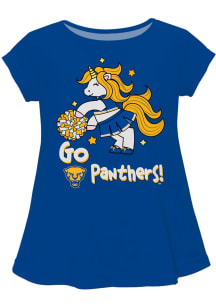 Vive La Fete Pitt Panthers Girls Blue Unicorn Blouse Short Sleeve Tee