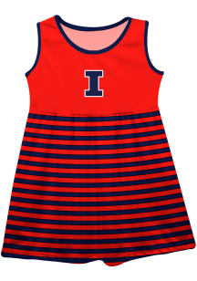 Vive La Fete Illinois Fighting Illini Baby Girls Orange Stripes Short Sleeve Dress