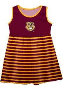 Vive La Fete Minnesota Golden Gophers Baby Girls Maroon Stripes Short Sleeve Dress