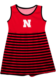 Vive La Fete Nebraska Cornhuskers Baby Girls Red Stripes Short Sleeve Dress