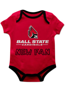 Vive La Fete Ball State Cardinals Baby Red New Fan Short Sleeve One Piece