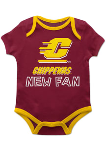 Vive La Fete Central Michigan Chippewas Baby Maroon New Fan Short Sleeve One Piece
