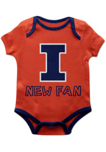 Vive La Fete Illinois Fighting Illini Baby Orange New Fan Short Sleeve One Piece