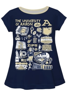 Vive La Fete Akron Zips Toddler Girls Blue Impressions Short Sleeve T-Shirt