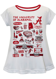 Vive La Fete Alabama Crimson Tide Toddler Girls White Impressions Short Sleeve T-Shirt