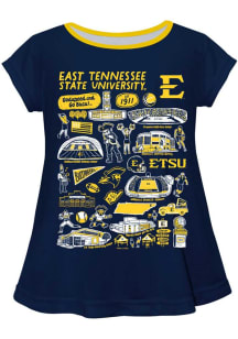 Vive La Fete East Tennesse State Buccaneers Toddler Girls Navy Blue Impressions Short Sleeve T-Shi..
