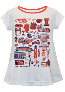 Vive La Fete Illinois Fighting Illini Toddler Girls White Impressions Short Sleeve T-Shirt