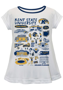 Vive La Fete Kent State Golden Flashes Toddler Girls White Impressions Short Sleeve T-Shirt