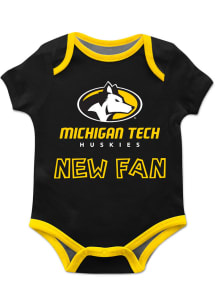 Vive La Fete Michigan Tech Huskies Baby Black New Fan Short Sleeve One Piece