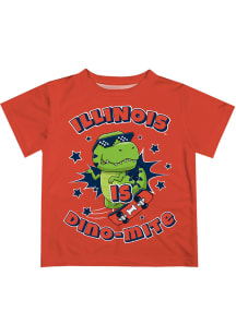 Vive La Fete Illinois Fighting Illini Toddler Orange Dino-Mite Short Sleeve T-Shirt