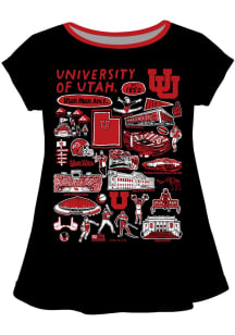 Vive La Fete Utah Utes Toddler Girls Black Impressions Short Sleeve T-Shirt