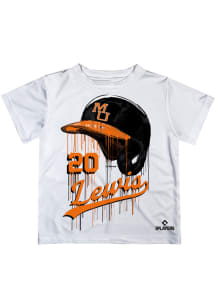 Kyle Lewis  Vive La Fete Mercer Bears Youth White Dripping Helmet Short Sleeve T-Shirt