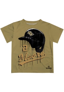 Dylan Moore  Vive La Fete UCF Knights Youth Gold Dripping Helmet Short Sleeve T-Shirt