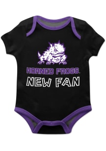 Vive La Fete TCU Horned Frogs Baby Black New Fan Short Sleeve One Piece