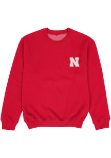 Vive La Fete Nebraska Cornhuskers Youth Red Impressions Long Sleeve Crew Sweatshirt