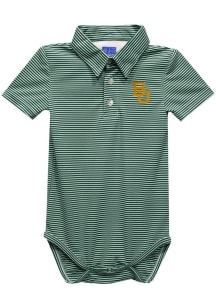 Vive La Fete Baylor Bears Baby Green Pencil Stripe Short Sleeve One Piece Polo