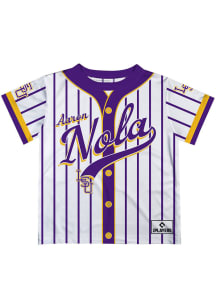 Aaron Nola LSU Tigers Infant Stripes Short Sleeve T-Shirt White