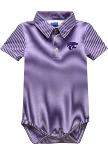 Vive La Fete K-State Wildcats Baby Purple Pencil Stripe Short Sleeve One Piece Polo
