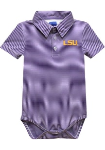 Vive La Fete LSU Tigers Baby Purple Pencil Stripe Short Sleeve One Piece Polo