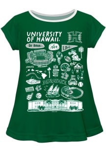 Vive La Fete Hawaii Warriors Girls Green Impressions Short Sleeve Tee