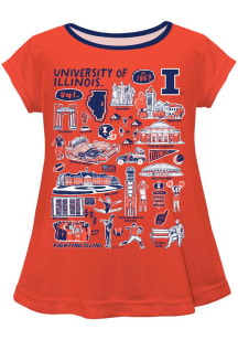 Vive La Fete Illinois Fighting Illini Girls Orange Impressions Short Sleeve Tee