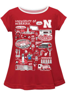 Vive La Fete Nebraska Cornhuskers Girls Red Impressions Short Sleeve Tee