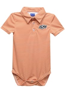 Vive La Fete Oklahoma State Cowboys Baby Orange Pencil Stripe Short Sleeve One Piece Polo