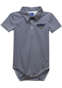 Vive La Fete Oral Roberts Golden Eagles Baby Blue Pencil Stripe Short Sleeve One Piece Polo
