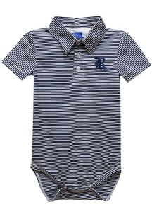 Vive La Fete Rice Owls Baby Blue Pencil Stripe Short Sleeve One Piece Polo