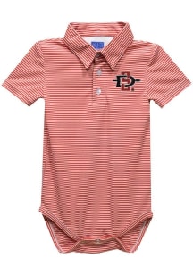 Vive La Fete San Diego State Aztecs Baby Red Pencil Stripe Short Sleeve One Piece Polo