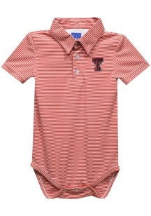 Vive La Fete Texas Tech Red Raiders Baby Red Pencil Stripe Short Sleeve One Piece Polo