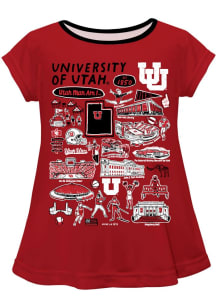 Vive La Fete Utah Utes Girls Red Impressions Short Sleeve Tee