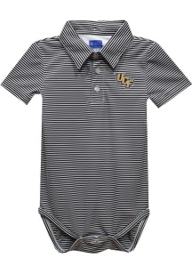 Vive La Fete UCF Knights Baby Black Pencil Stripe Short Sleeve One Piece Polo