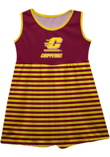Vive La Fete Central Michigan Chippewas Toddler Girls Maroon Stripes Short Sleeve Dress