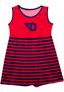 Vive La Fete Dayton Flyers Toddler Girls Red Stripes Short Sleeve Dress