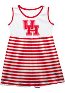 Vive La Fete Houston Cougars Toddler Girls White Stripes Short Sleeve Dress