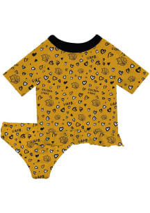 Vive La Fete Arkansas Pine Bluff Golden Lions Girls Gold Rash Guard Short Sleeve Tee