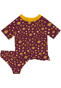 Vive La Fete Central Michigan Chippewas Girls Maroon Rash Guard Short Sleeve Tee