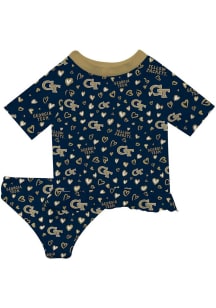Vive La Fete GA Tech Yellow Jackets Girls Gold Rash Guard Short Sleeve Tee