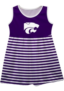 Vive La Fete K-State Wildcats Toddler Girls Purple Stripes Short Sleeve Dress