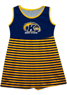 Vive La Fete Kent State Golden Flashes Toddler Girls Blue Stripes Short Sleeve Dress
